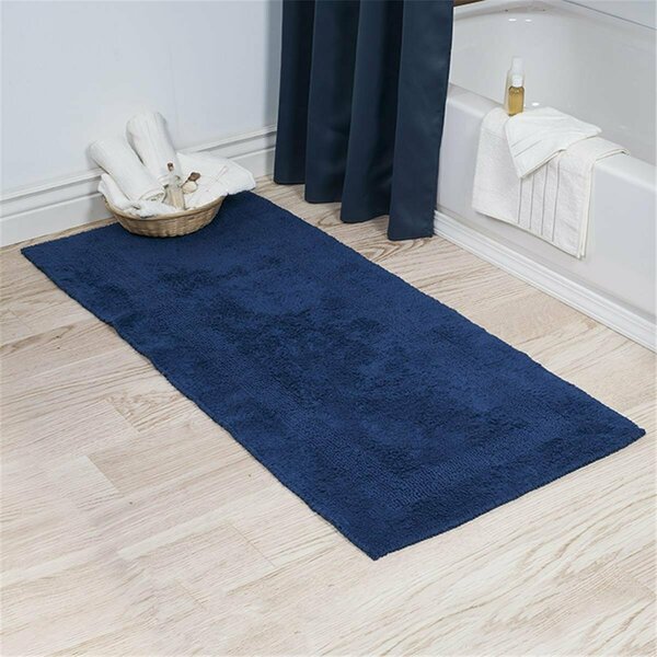 Daphnes Dinnette 24 x 60 in. Plus 100 Percent Cotton Bathroom Runner, Navy DA3234920